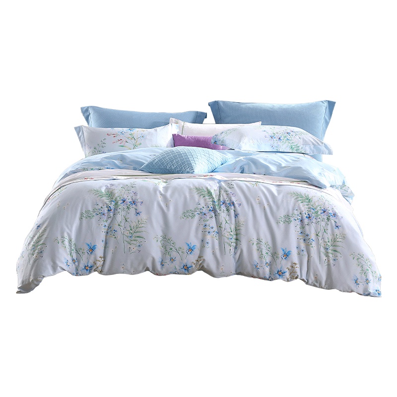 梦洁美颂 梦洁(MENDALE)家纺 纯棉全棉印花四件套花卉被套床单1.8m床上用品学生宿舍芳草集