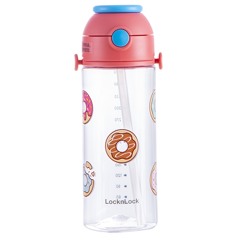 乐扣乐扣吸管水杯塑料儿童甜甜圈水杯便携杯子可爱喝水杯女学饮杯