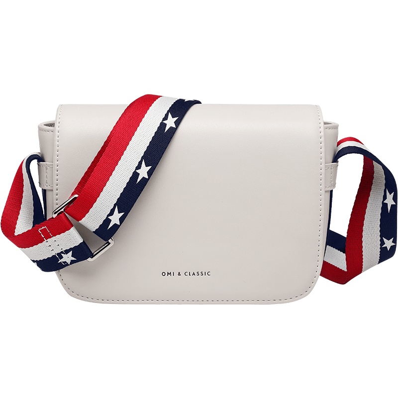 OMI小包包女2019冬季新款英伦百搭斜挎女包宽肩带时尚洋气单肩包