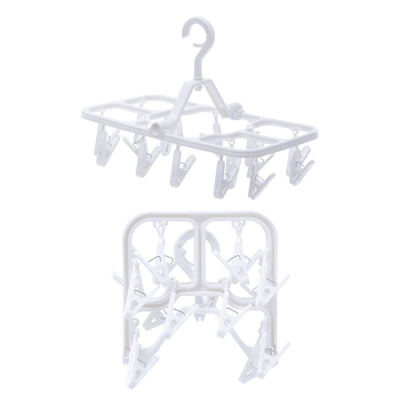 太力折叠晾衣架多夹子婴儿宝宝多功能晒袜子夹挂内衣内裤晾晒神器16夹(1个装)+24夹(1个装)