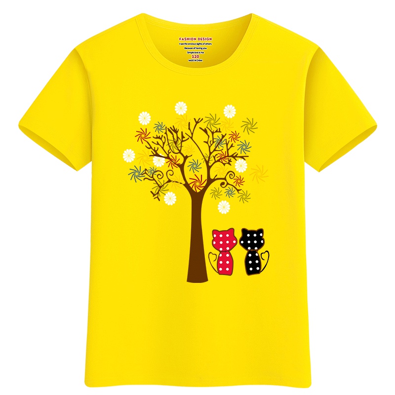儿童夏装短袖T恤2019新款卡通时尚小学生白色上衣女童纯棉打底衫