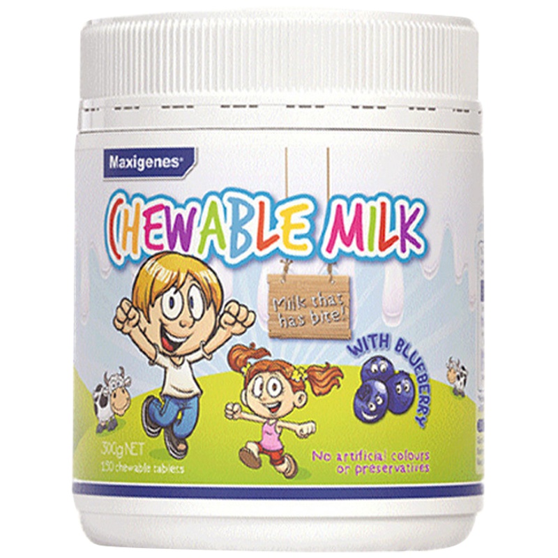 美可卓(Maxigenes)蓝莓护眼牛奶片150粒/罐 300g 高钙 全脂 糖果 奶片 澳大利亚进口