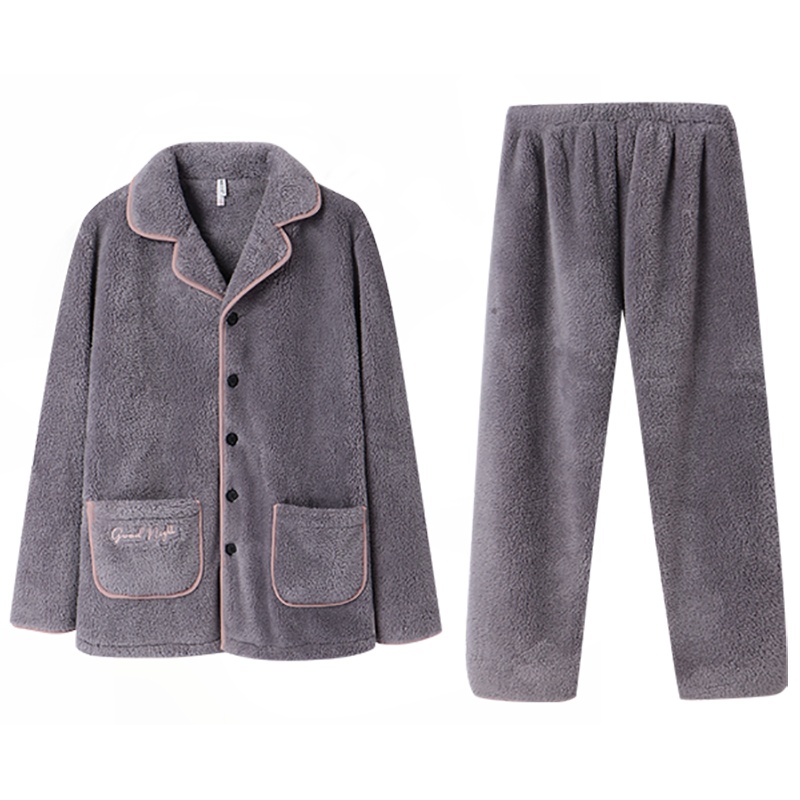 安之伴秋季新品保暖珊瑚绒睡衣韩版休闲时尚男士家居服套装