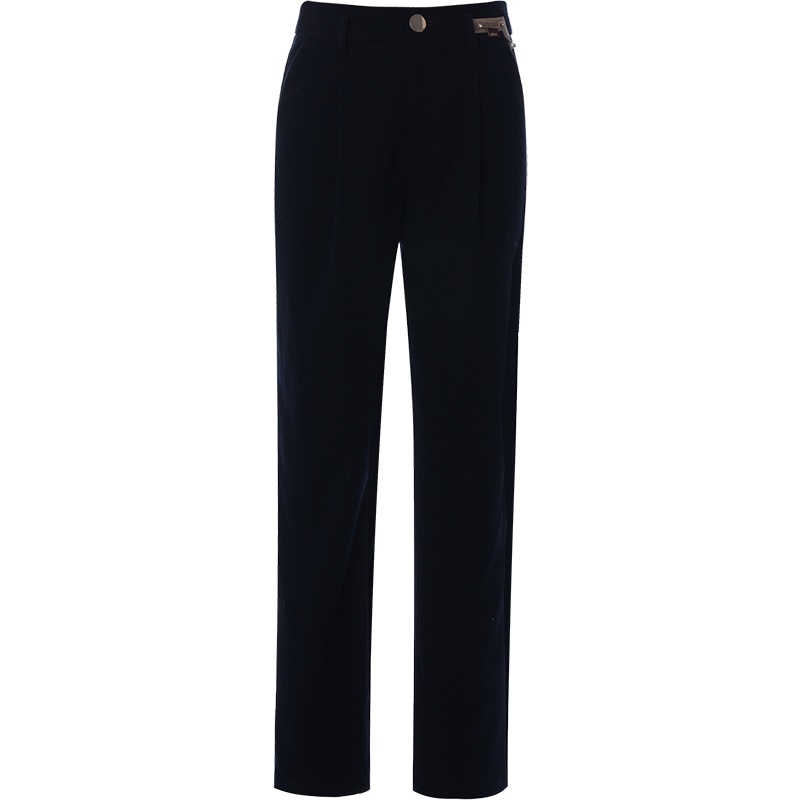 OUNIXUE欧昵雪 | [职场风烟管裤]秋冬季皮标装饰斜插袋小脚裤显瘦休闲裤女