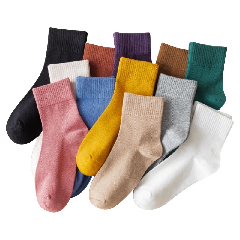 【顺丰配送】【10双】中筒袜子女秋冬保暖纯色ins潮百搭日系透气长筒袜女糖果色长筒袜中筒袜