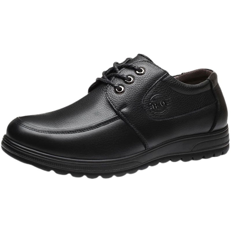 环球秋冬新款高档真皮牛皮休闲软皮鞋男款耐磨防滑中年人爸爸软底