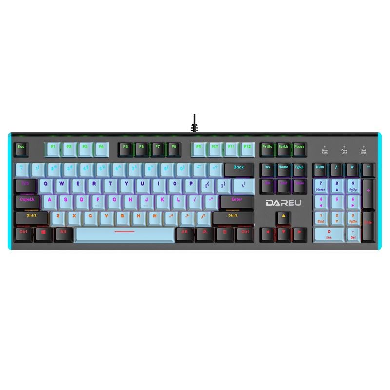达尔优牧马人双拼色机械键盘有线电竞台式电脑游戏笔记本有线黑轴青轴茶轴红轴金属打字游戏