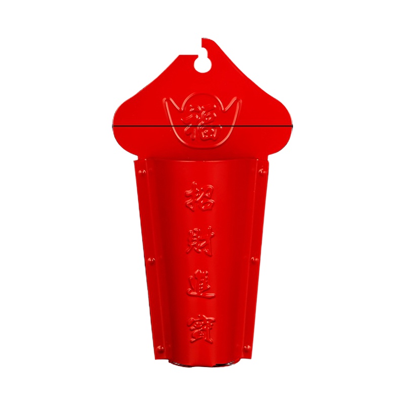 封后挂壁式香插香架 悬挂式不锈钢香炉线香签墙挂竹筒香托器 佛具用品 不锈钢小号(红色)