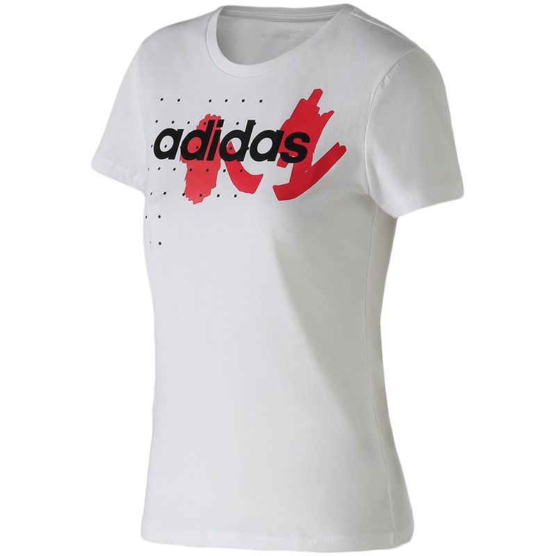 【自营】adidas阿迪达斯NEO女装运动休闲印花LOGO圆领套头短袖T恤EA0328
