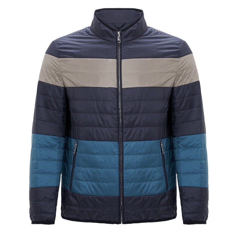 鄂尔多斯ERDOS 秋冬立领条纹撞色休闲外套男士棉服