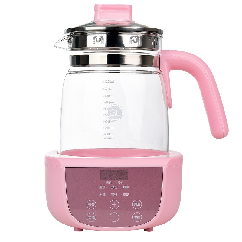 格朗GL智能恒温热水壶调奶器婴儿冲奶粉保温恒温水壶温奶暖奶热奶器1.2L耐高温粉色GLT-10