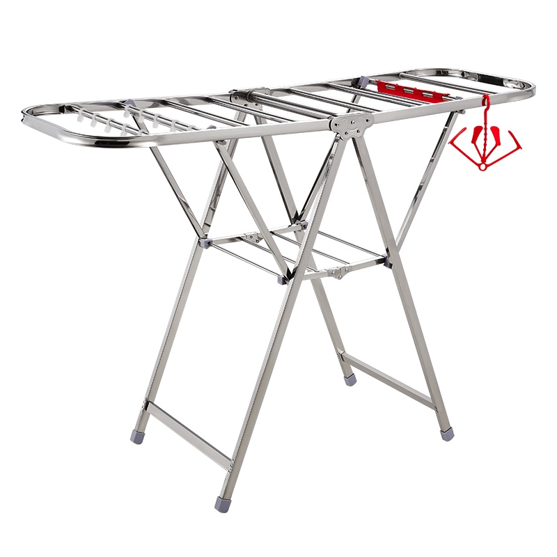 卡贝晾衣架落地折叠室内不锈钢晒衣架家用翼型阳台婴儿凉衣晒被架