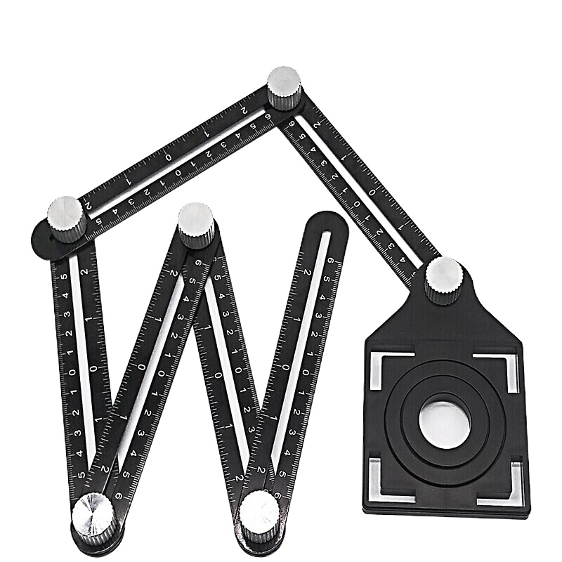 四折尺六折尺角度尺多功能折叠尺子异形尺瓷砖万向开孔定位器 六折开孔器+25/40/45开孔器
