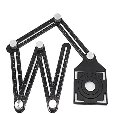 四折尺六折尺角度尺多功能折叠尺子异形尺瓷砖万向开孔定位器 六折开孔器+25/40/45开孔器