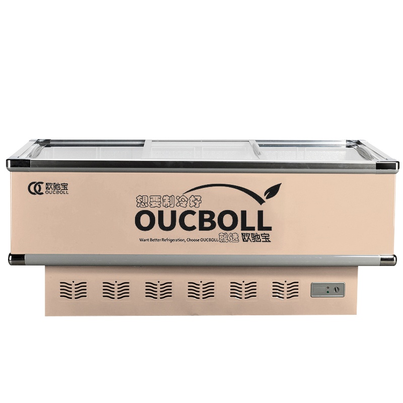 欧驰宝(OUCBOLL) 600升推拉门 岛柜 商用展示柜 卧式冷柜 冷冻冷藏 肉食海鲜柜 速冻商用冰柜