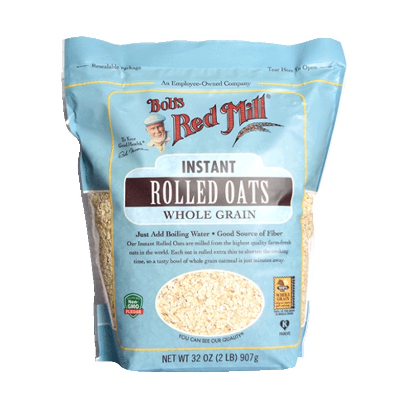 【即食燕麦片907gx2袋】美国原装进口鲍勃红磨坊原装进口即食无糖营养纯燕麦片 原味免煮早餐 五谷杂粮谷物粗粮燕麦粥