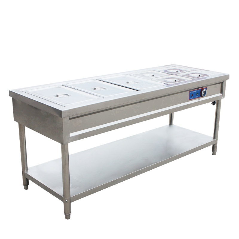 乐创(lecon)商用保温售饭机平板保温售饭台 四格不锈钢恒温车LC-J-SFT04