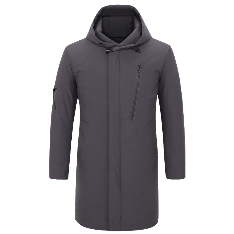 Youngor/雅戈尔冬季新品男士商务休闲白鸭绒连帽长羽绒服外套953AQA