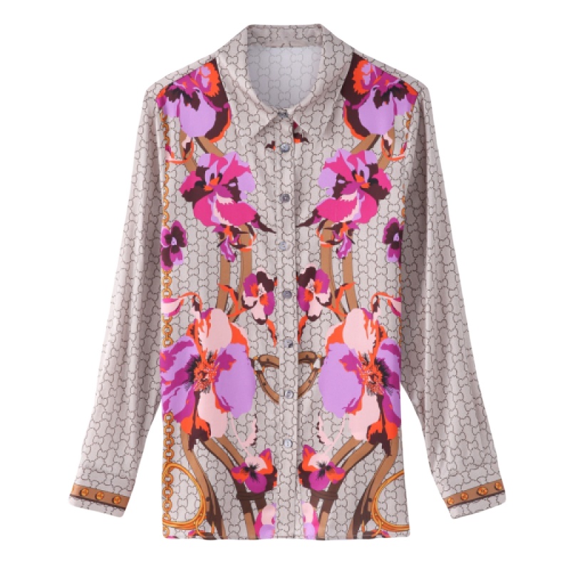 晗亦然2021春季新款印花衬衫时尚洋气气质碎花上衣女9252