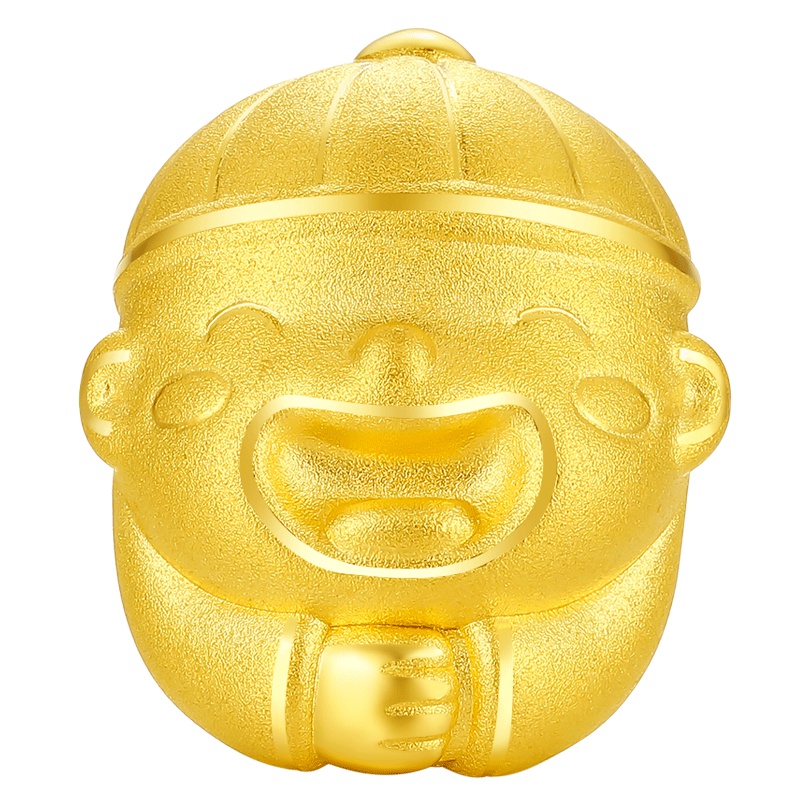 周大生 定价黄金手链路路通珠 3D硬足金欢乐喜娃男士女士通用款情侣礼物金手链