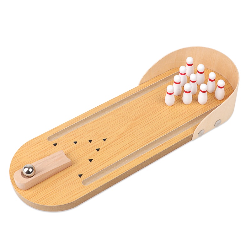 米米智玩 桌面游戏投篮机保龄球 桌上木质篮球儿童弹射亲子家用益智玩具-桌面保龄球