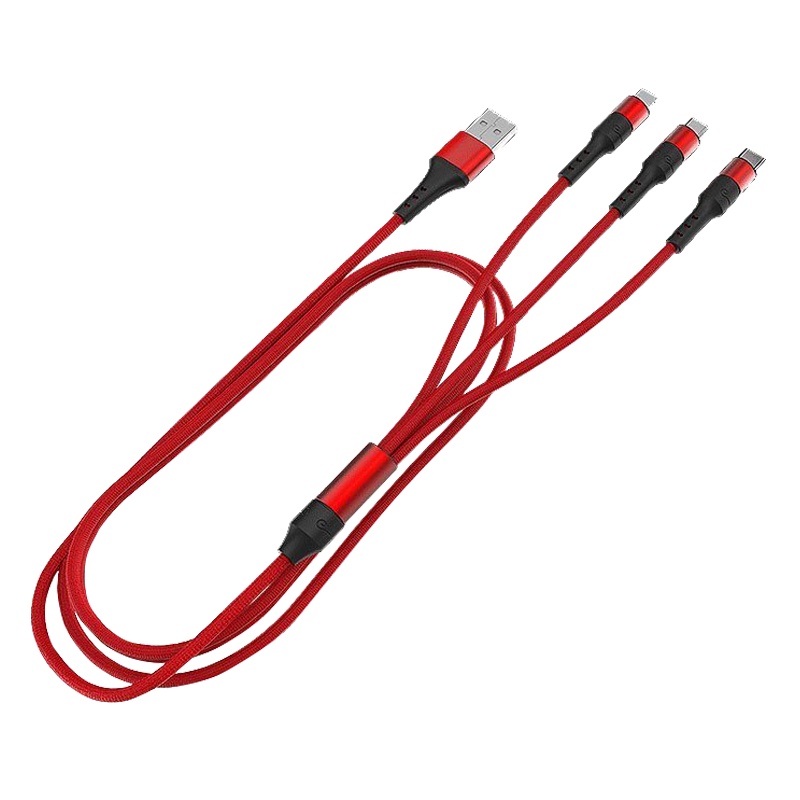 乔歌(QIAOGE)一拖三数据线三合一充电线快充加长1.2米苹果安卓Type_c手机通用华为小米三星车载充电线多头闪充速