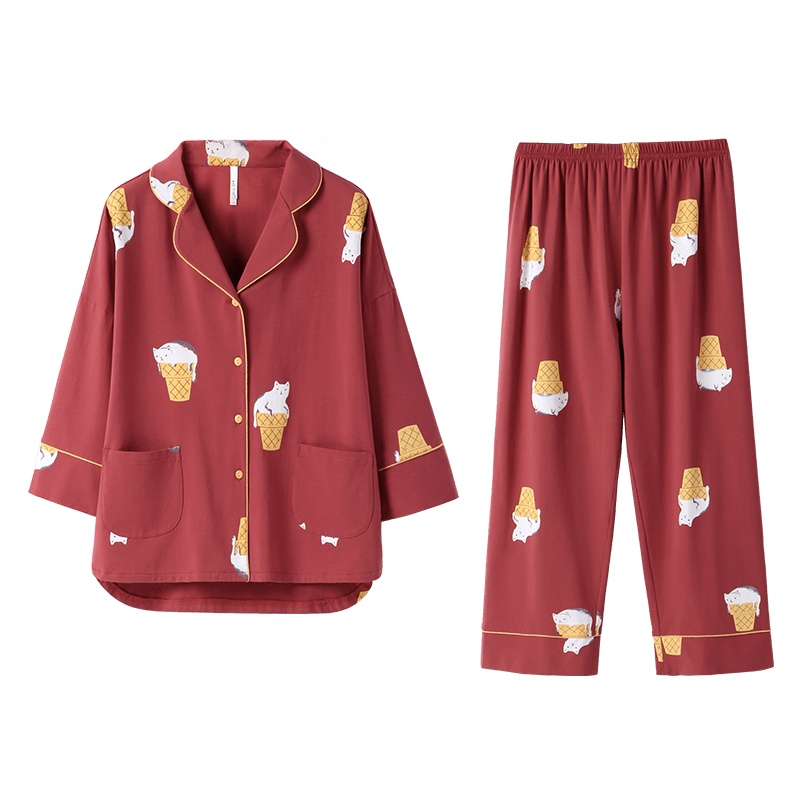 安之伴春季纯棉开衫睡衣情侣长袖卡通休闲男士时尚女士家居服韩版宽松