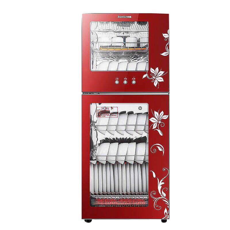 志高(CHIGO)消毒柜ZTP88-KA2红色立式三层高温家用大容量臭氧烘干节能省电餐具消毒碗柜