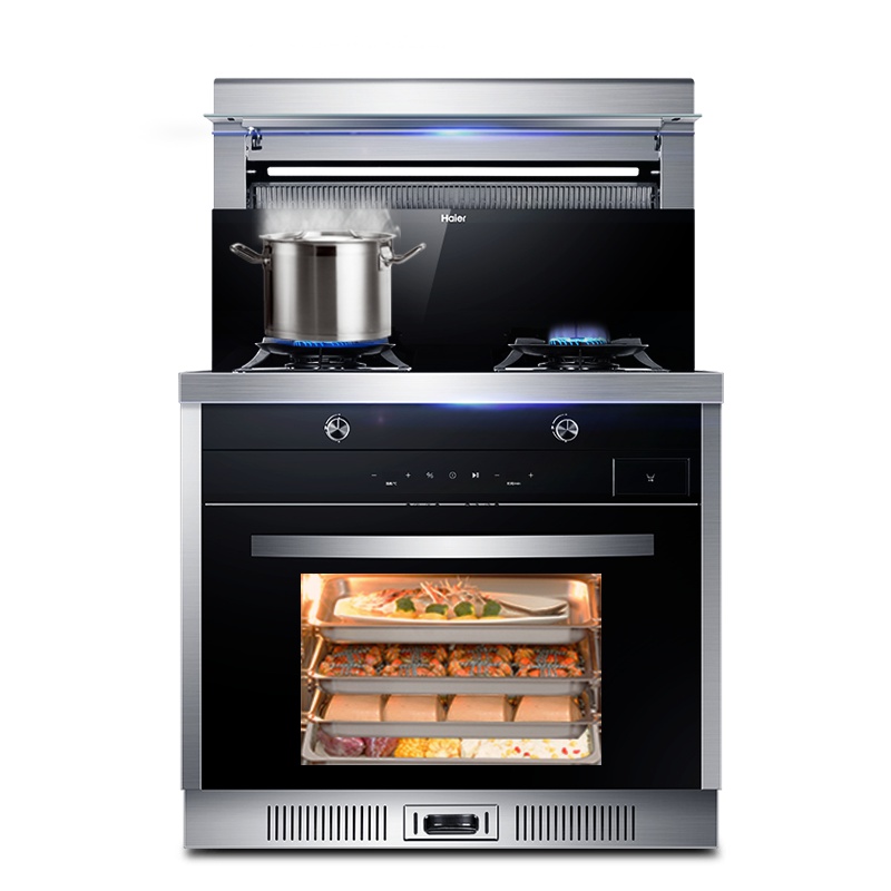 海尔(Haier)集成灶 JJZT-J90HZ 厨房电器侧吸一体机下排式家用环保灶抽油烟机燃气灶具蒸箱套餐 天然气