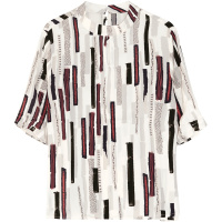 金菊夏季撞色条纹时尚修身真丝T恤女2020春夏新款桑蚕丝上衣