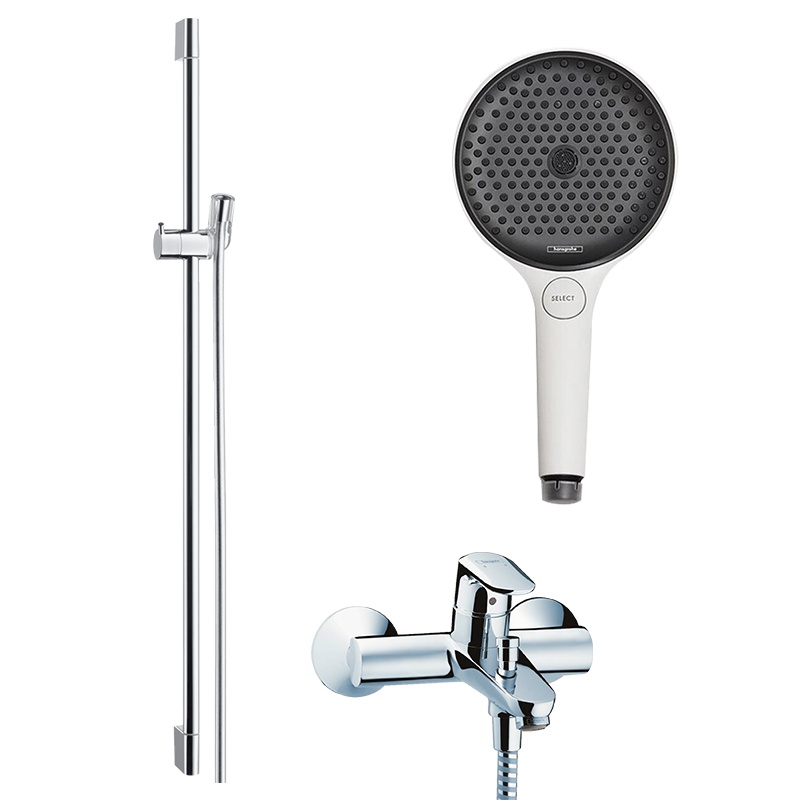 汉斯格雅境雨130手持花洒恒温淋浴龙头带升降杆软管套餐