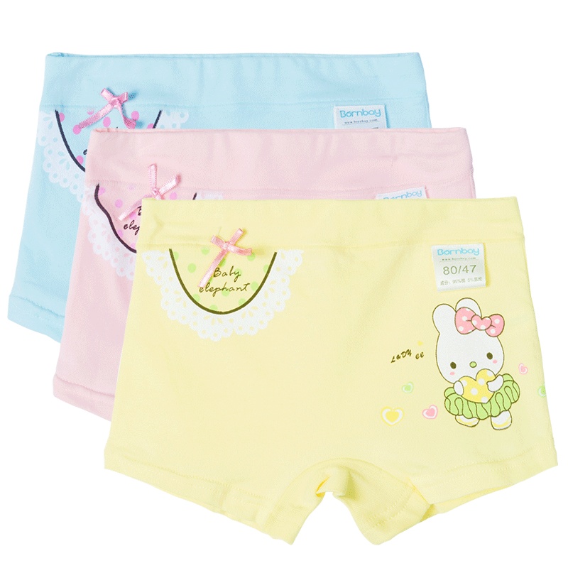 贝贝怡男女宝宝平角内裤三条装儿童可爱卡通防风短裤191P488