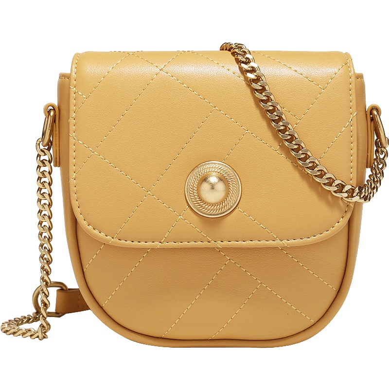 小香风马鞍包系列2019秋季新款洋气菱格牛皮链条包单肩斜挎小包包