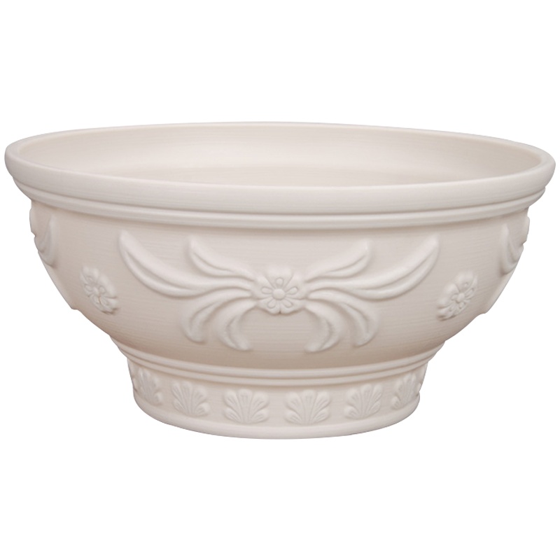 爱丽思浮雕半球花盆环保塑料花盆时尚阳台花花盆半球-360浅米色