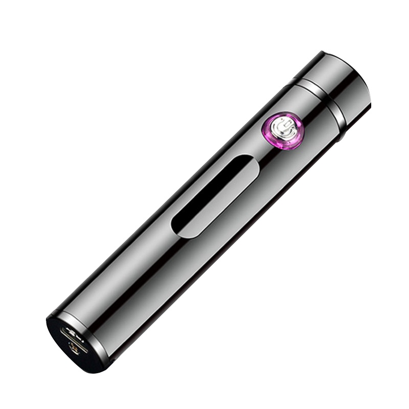 依帝魅创意礼品打火机个性迷你圆筒usb充电双电弧打火机金属防风按键电量显示点烟器圣诞节礼物情人节礼物送朋友送老公
