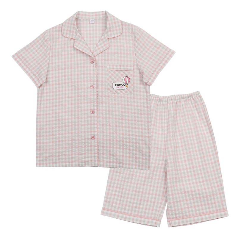 红豆女童夏装家居服套装2020新款儿童宝宝短袖简约舒适纯棉家居服套装H0J3122