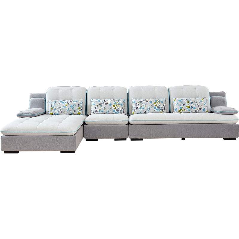 全友家居 简约现代贵妃布艺沙发 可拆洗沙发 客厅转角布沙发组合家具102137K