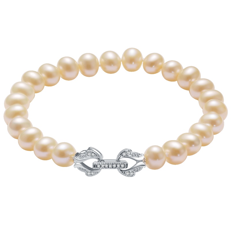 佰色传情强光天然淡水珍珠手链首饰气质简约女友礼物