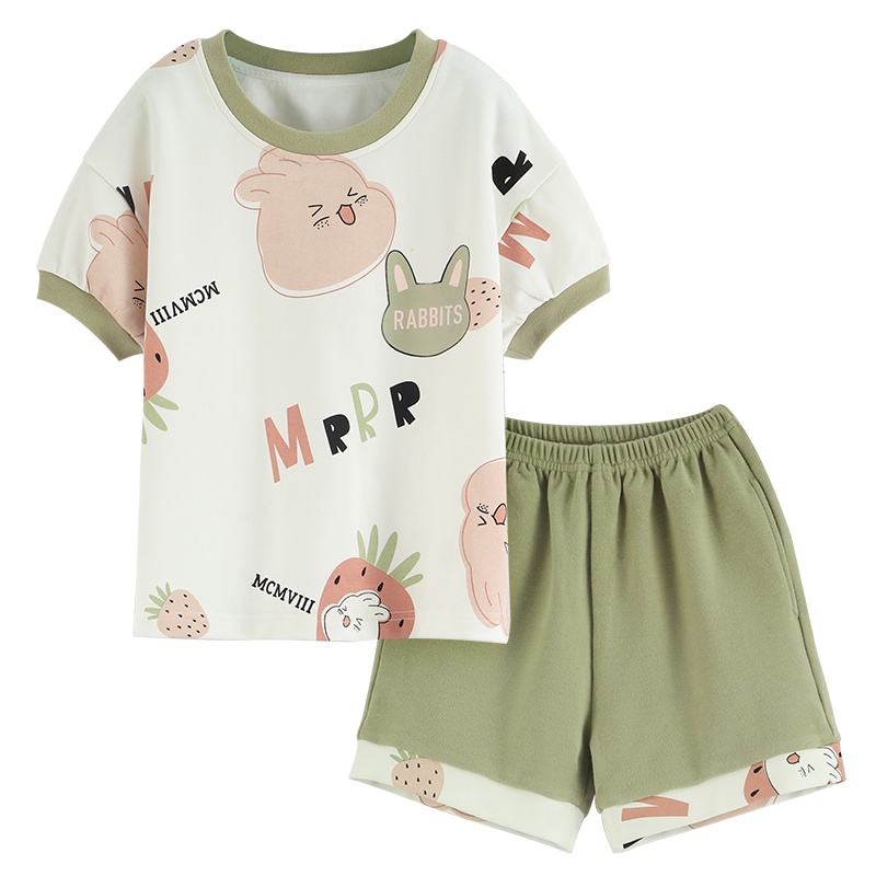 浪莎儿童睡衣女童纯棉夏季短袖薄款套装小女孩公主中大童家居服潮