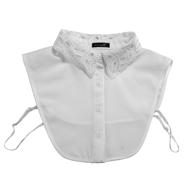 欧昵雪白色牛奶丝花边翻领假领子女百搭假衬衫打底多功能装饰领