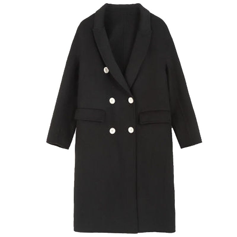 【专柜同款】拉夏贝尔冬季新款修身显瘦过膝中长韩版双面羊毛呢大衣女10017693