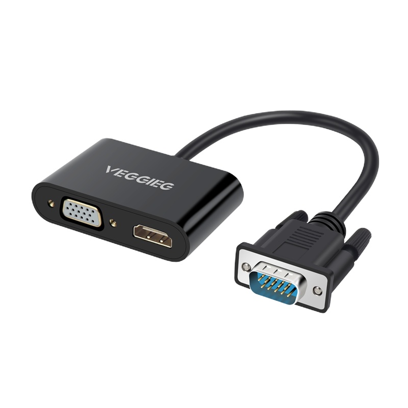 中诺VGA转HDMI+VGA转换器带音频 一分二分屏器 高清视频扩展同屏器一进二出 台式电脑连接电视投影仪