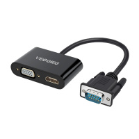 中诺VGA转HDMI+VGA转换器带音频 一分二分屏器 高清视频扩展同屏器一进二出 台式电脑连接电视投影仪