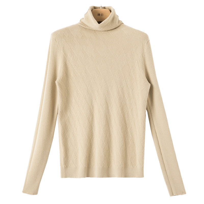 晩白 2020秋冬新品简约纯色高领长袖休闲百搭毛衫套头毛衣针织衫女
