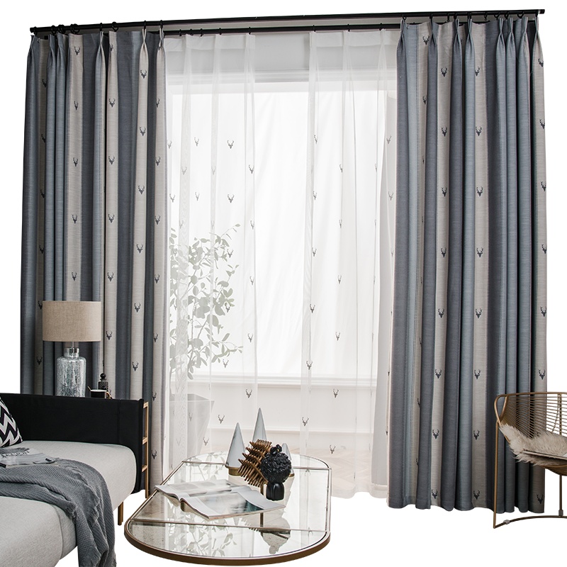 幸福派 麋鹿窗帘ins居家北欧简约窗帘唯美成品窗帘帘子定制客厅卧室遮光清新打孔窗帘