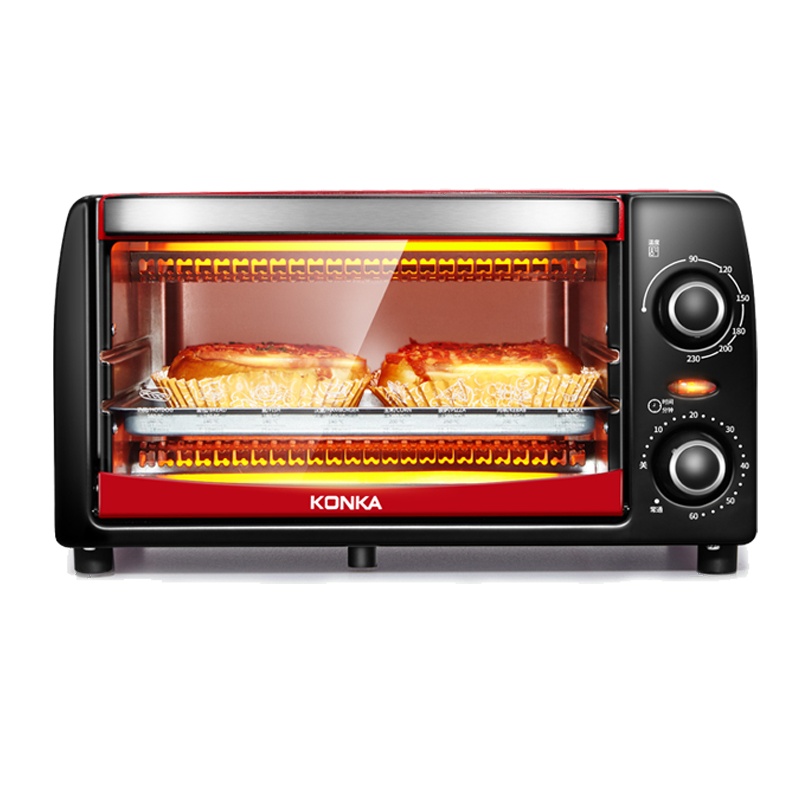康佳家庭电烤箱家用烘焙机小烤箱迷你全自动小型12升L多功能烤箱 红色