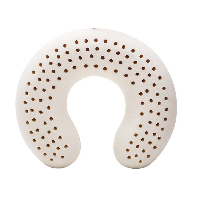 泰国天然乳胶U型护颈椎枕头男女U形飞机旅行脖子午休趴睡U枕 米色外套 KO008