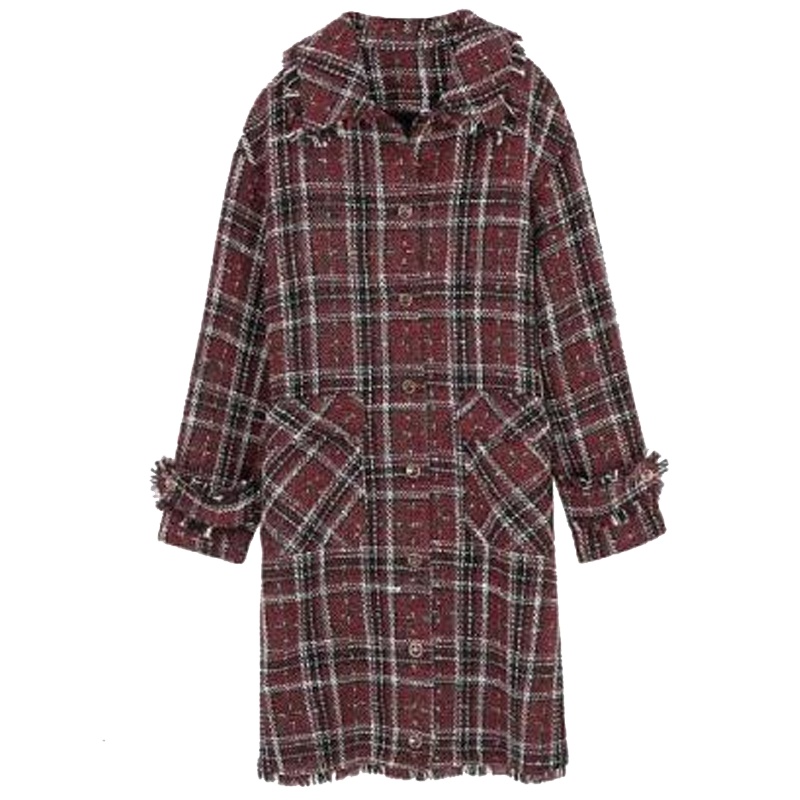 拉夏贝尔格子衬衫女中长款春季宽松上衣长袖学生开衫外套10019543