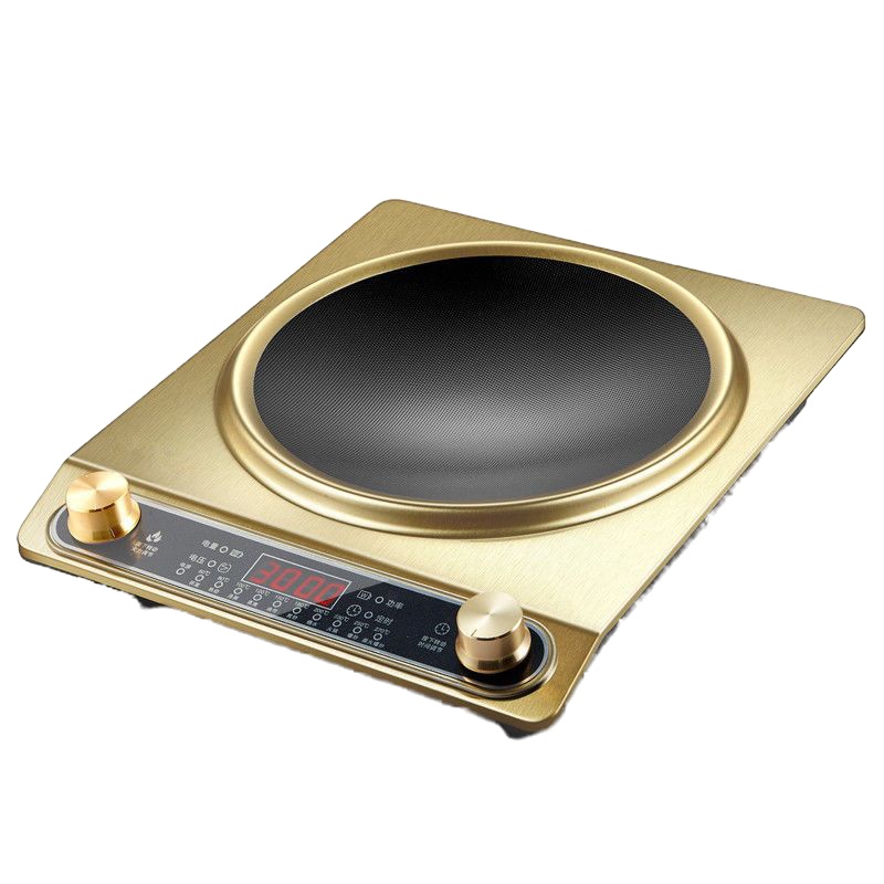 时光旧巷凹面电磁炉家用大功率3500W爆炒智能多功能节能3000W电池炉 香槟金3500W单机