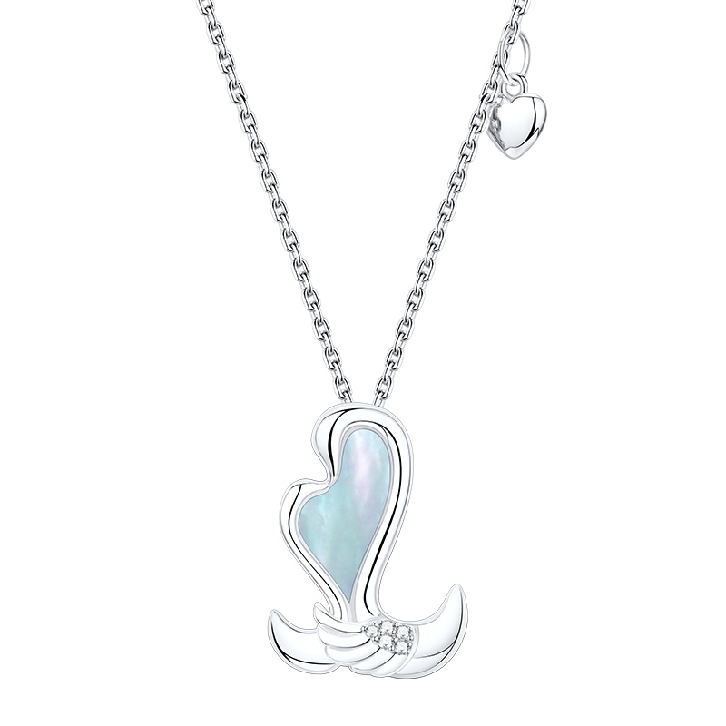 MyMiss项链女士925银镀铂金新款气质简约天鹅锁骨链情人节生日礼物送恋人 白色恋人